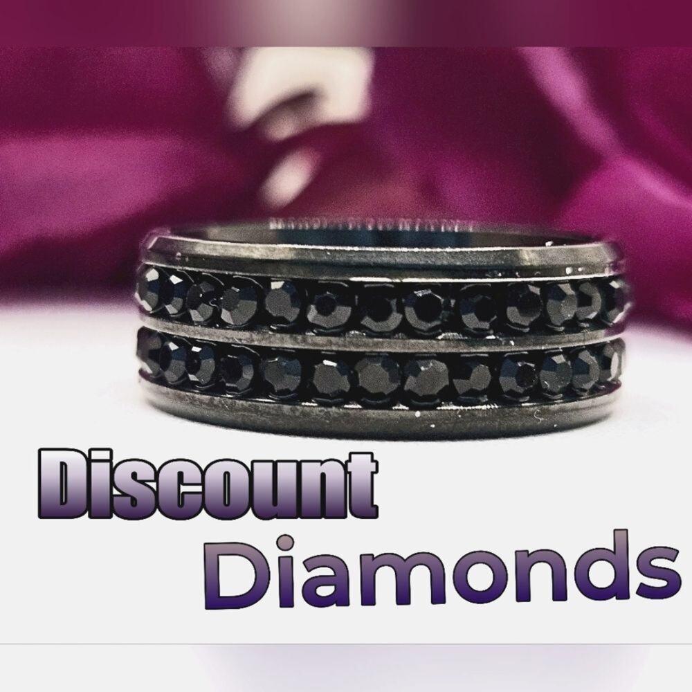 Men’s Black Crystal Double-Row Ring